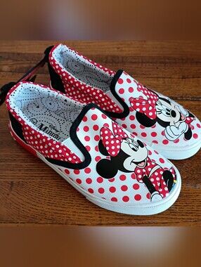 Disney Red White Minnie Mouse Polka Dot Slip-On Sneakers